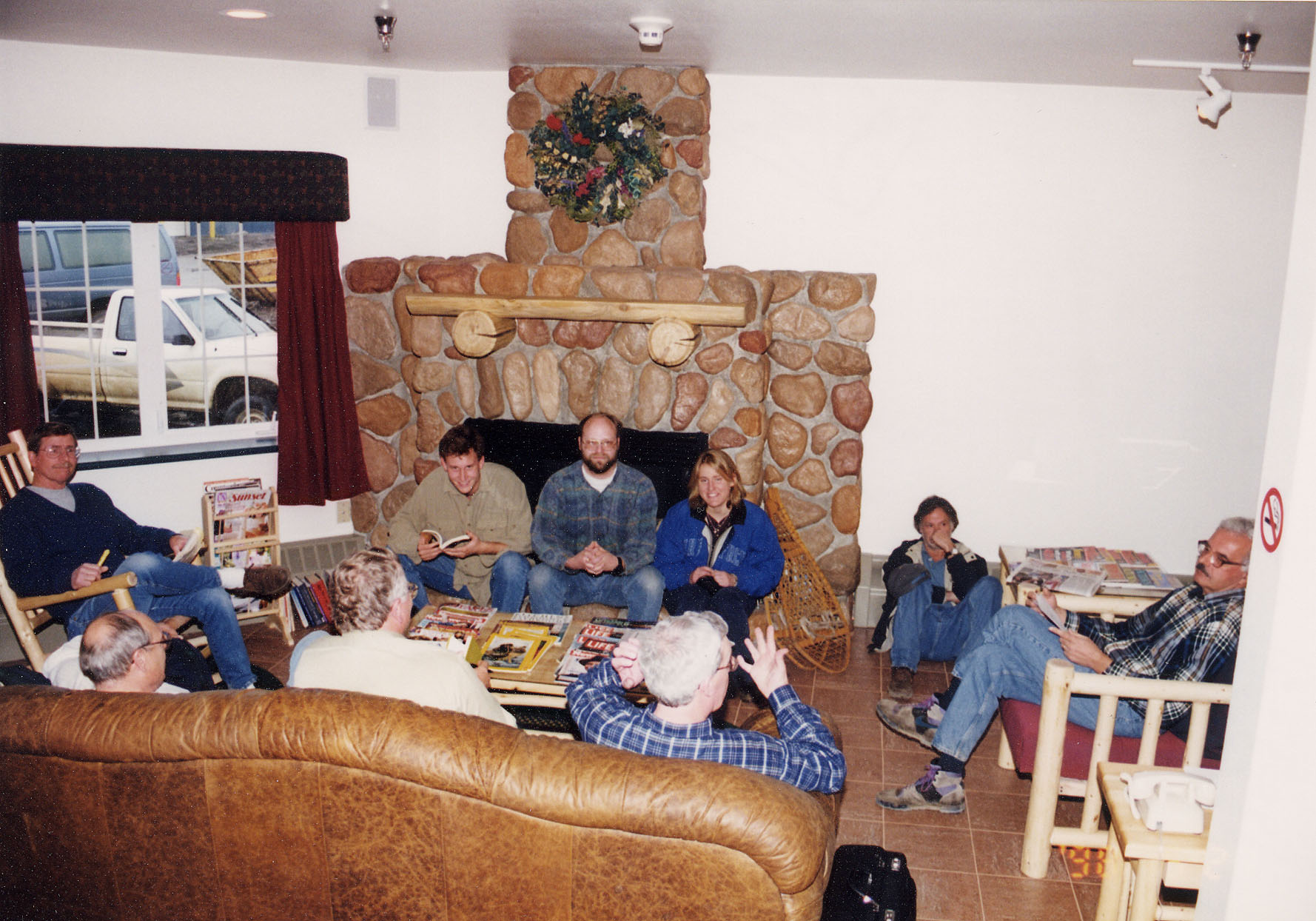 The nightly discussion around the King Eider fireplace.jpg