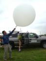 Lead sounding technican Tim Lim launching a radiosonde