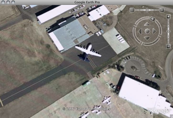 Screenshot of flight tracking in Google Earth.