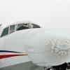 Airplane covered in ice.