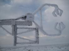 3D sonic anemometer enclosed in rime ice at NCAR's Marshall Field Site