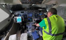 In the cockpit before the flight, Hobart (SOCRATES)